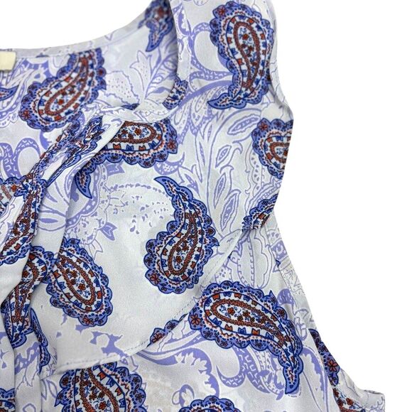 Skies Are Blue Paisley Ruffle Boho Career Airy Career Office Tank Blouse L - Picture 4 of 11